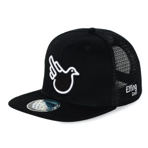 Black Flat Bill Trucker W/ White Bird